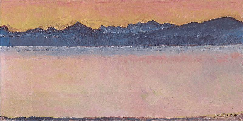 Ferdinand Hodler Genfersee mit Mont-Blanc im Morgenrot